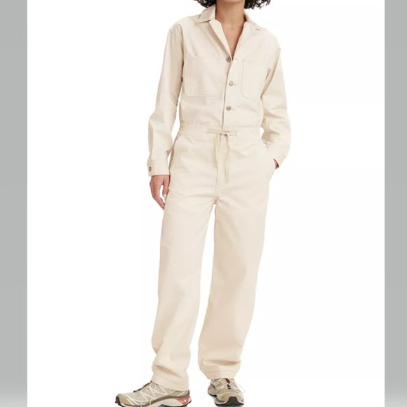 Levi's Pants - Levis Cargo Jumpsuit Coveralls in White Grey Ivory Sizes S and M NWT